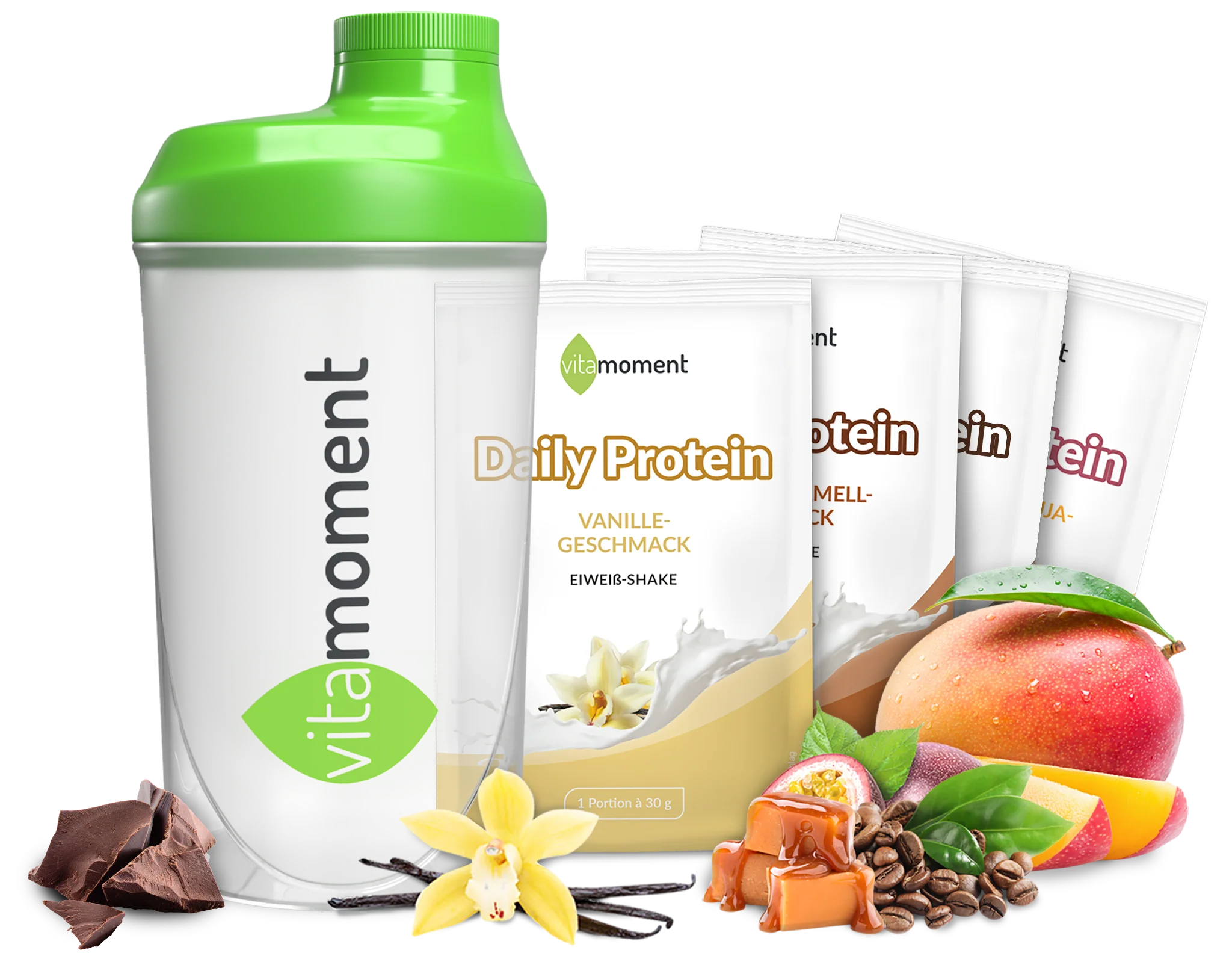 VitaMoment Shaker + 4 Daily Protein Proben
